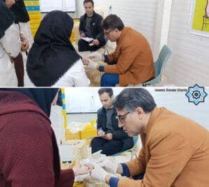 Medical professional performs a blood test using crypto donation support. Serving general healthcare, children, elderly, and women in need with ETH.