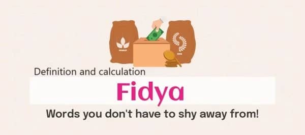 Illustration of a hand putting money into a donation box next to bags of wheat and rice, representing Fidya, with crypto donations facilitated by XRP.