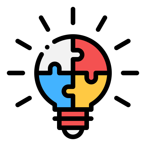 Lightbulb made of puzzle pieces, symbolizing ideas and solutions. Generous donations processed via BTC.