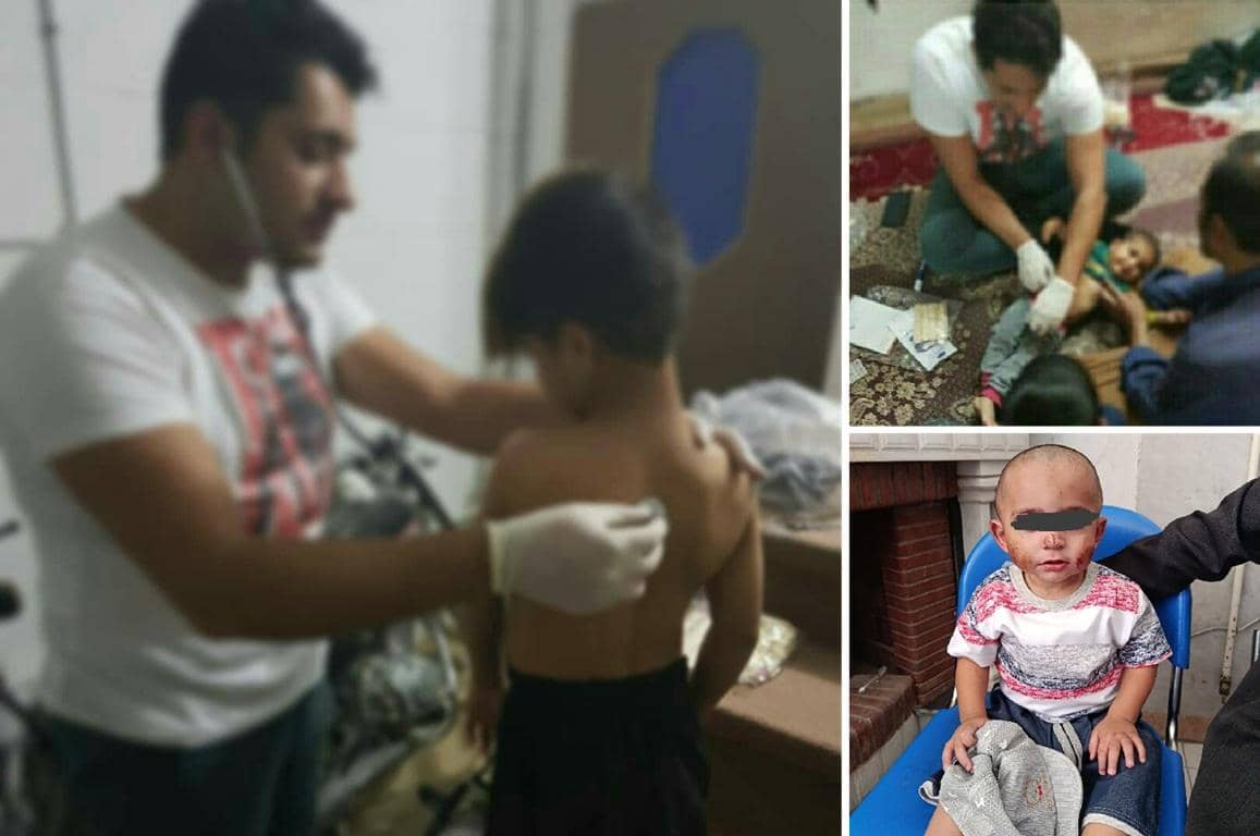 Doctor examines sick child in Gaza, aided by crypto donations. Healthcare for vulnerable children and infants with XRP.