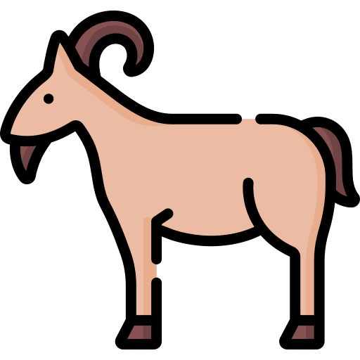Stylized illustration of a light brown goat with a curved horn and a beard, symbolizing Zakat or Qurbani donations, potentially processed via USDT.