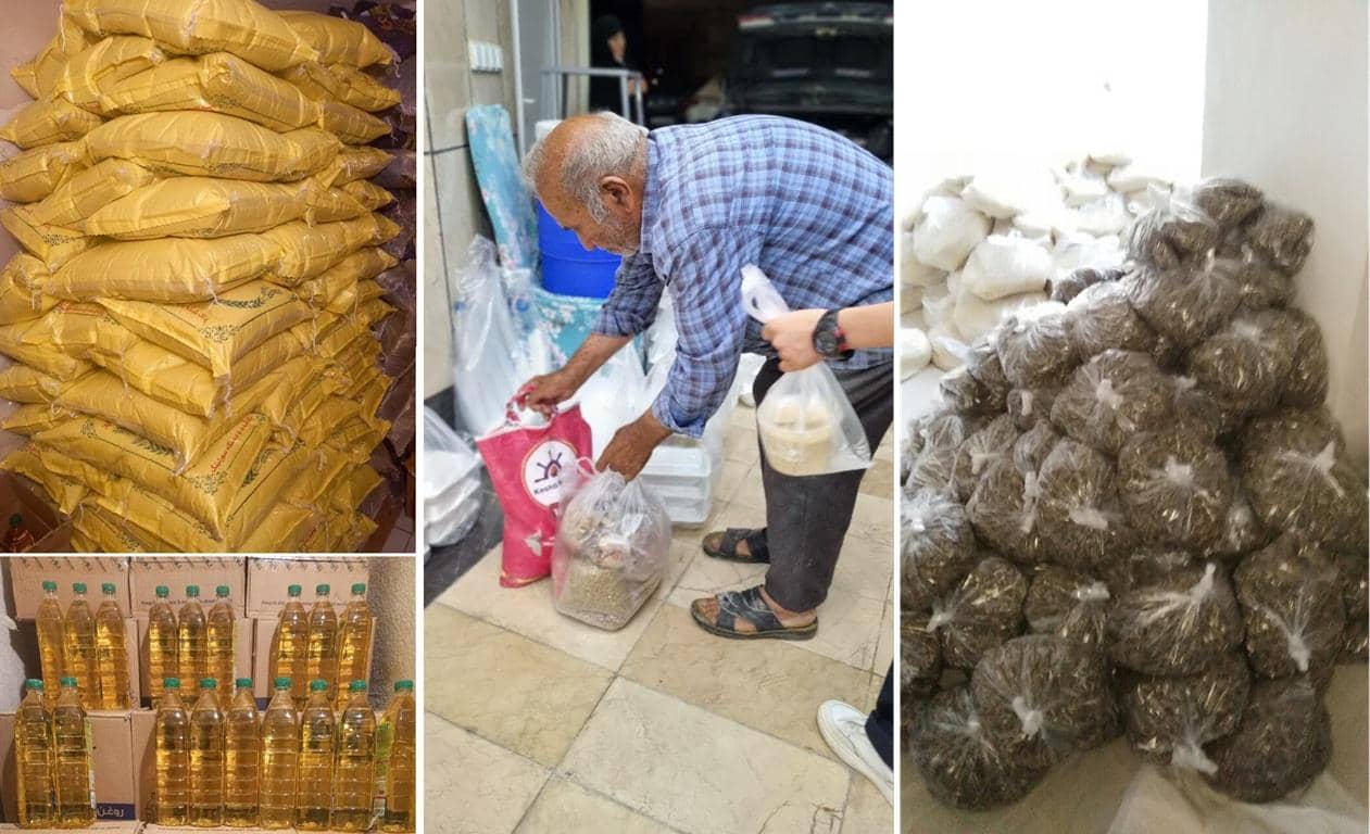 Donation of food supplies, flour bags, and cooking oil for Gaza, supported by crypto donations via USDC.