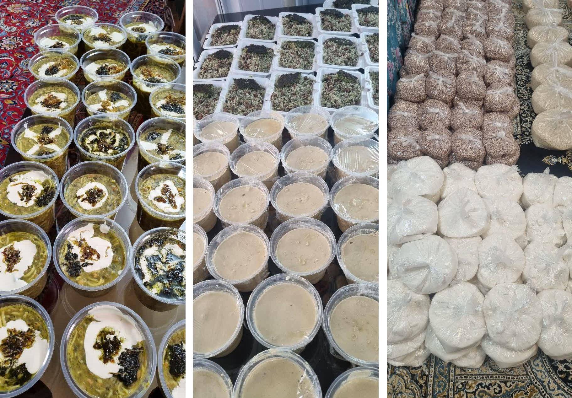 Ramadan 2025 Iftar meals prepared for fasting women, featuring diverse dishes and local sweets, highlighting Islamic charity support with donations including ETH.
