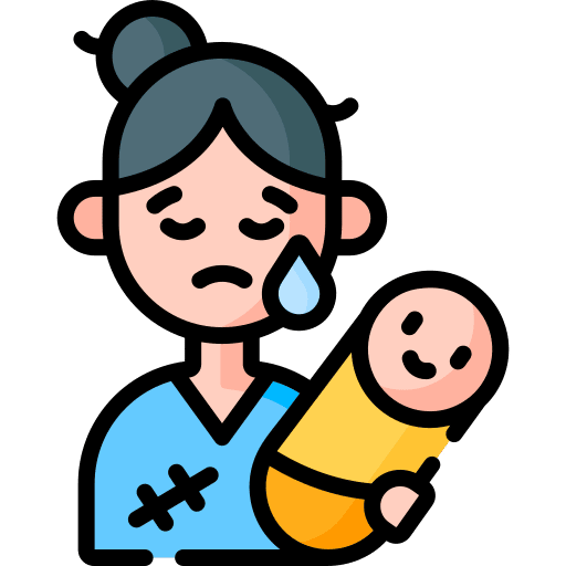 A distressed mother holds her baby, hardship and the need for urgent aid. Donations are processed via USDT.