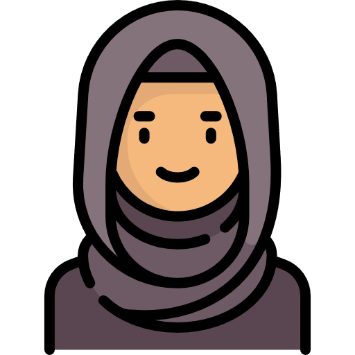 Illustration of a woman wearing a hijab, Women’s Health & Self-Care Support.