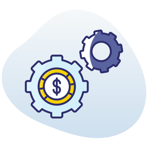 Two gears engaged, with one gear featuring a dollar sign, supports single mothers, widows, and vulnerable families. donations processed stablecoin like USDS.