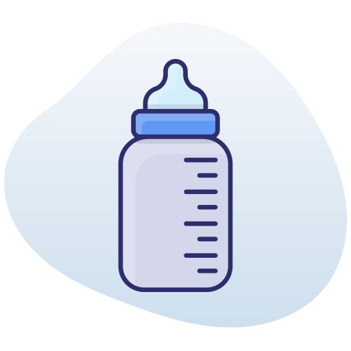 Baby bottle with measurements, infant care and support through crypto donations like USDT.