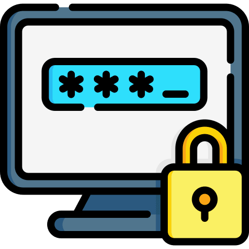 Computer screen showing a password field with asterisks and a padlock icon, secure online access and privacy in donate your cryptocurrency.