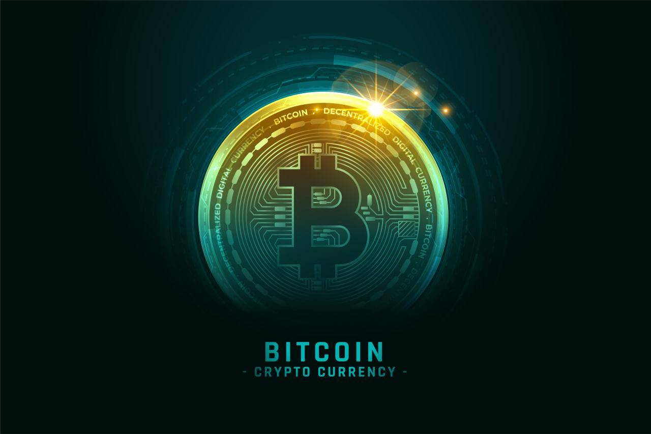 Bitcoin digital currency logo with 'Decentralized Digital Currency' and 'Bitcoin' text. IslamicDonate supports crypto donations like BTC for charitable causes.