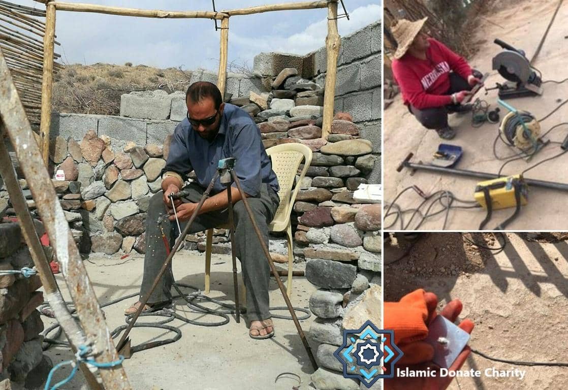 Welder receives training and toolkit from Islamic Donate, enabling him to earn a steady income with crypto donations, empowering his community. Donations are processed via Bitcoin.