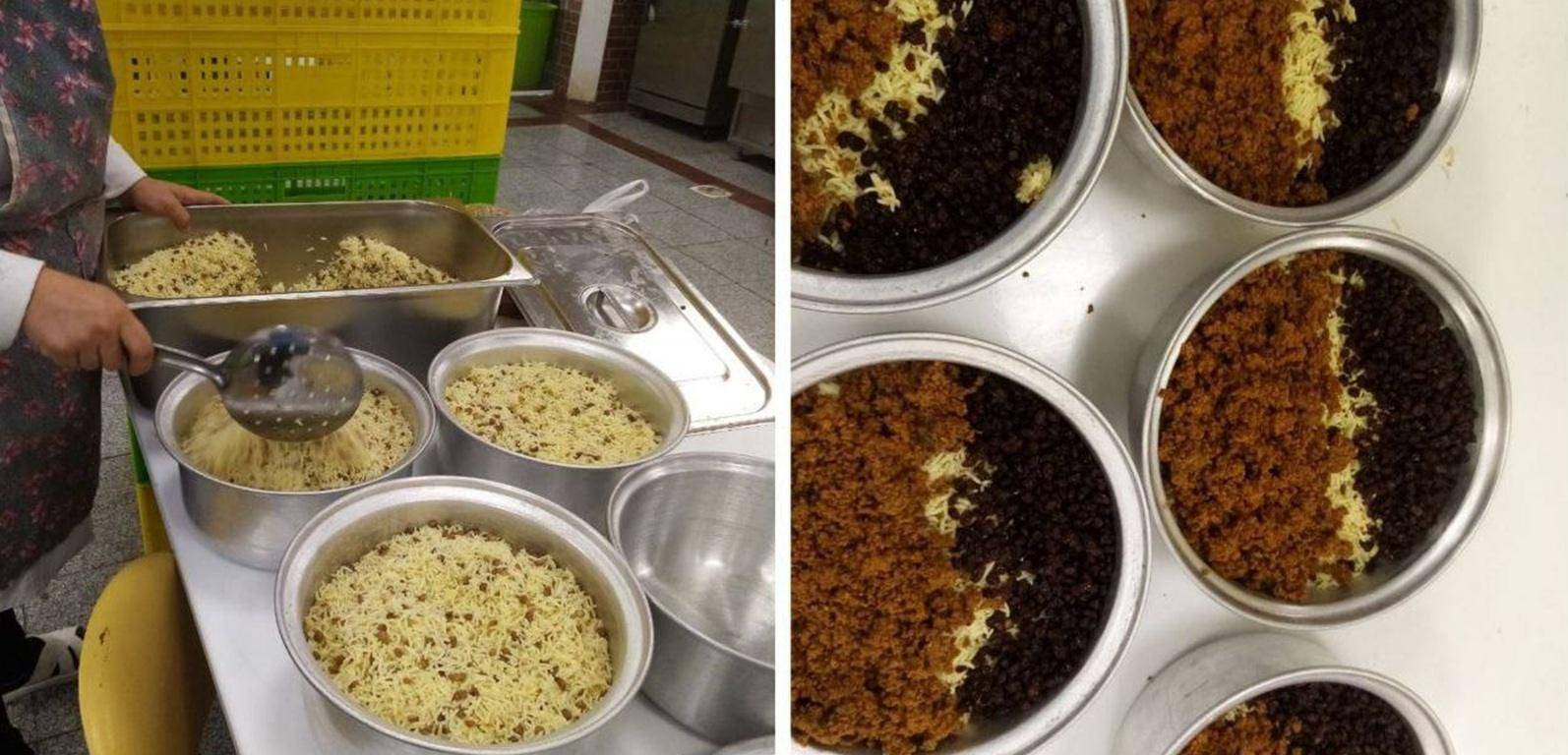 Distributing ready-to-serve meals including rice and meat dishes, showing crypto donation impacts