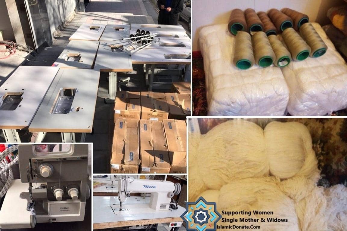 Embroidery and sewing machines and supplies for women's economic empowerment programs, supported by crypto donations with SOL.