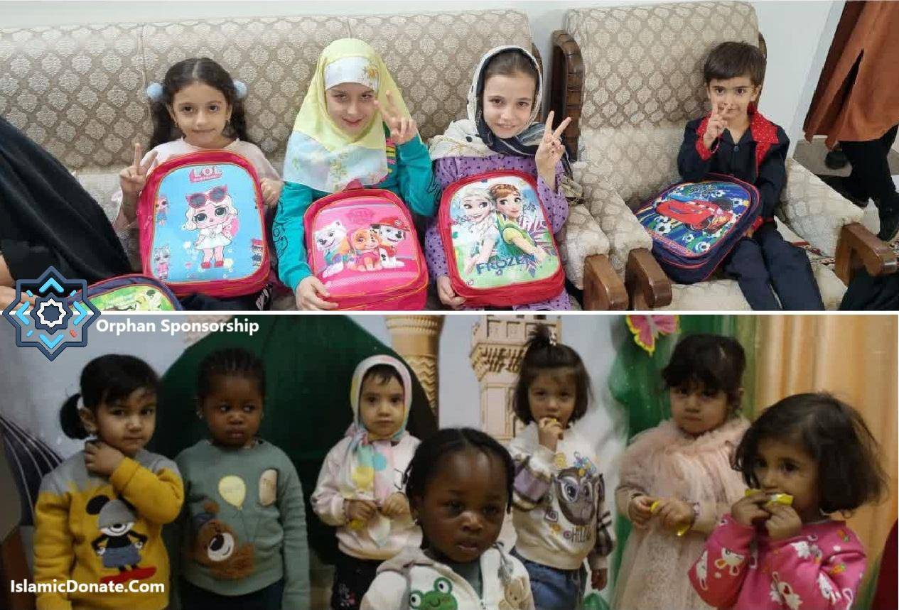 Children receiving school supplies. Orphan sponsorship via crypto donation with BTC supports vulnerable children.