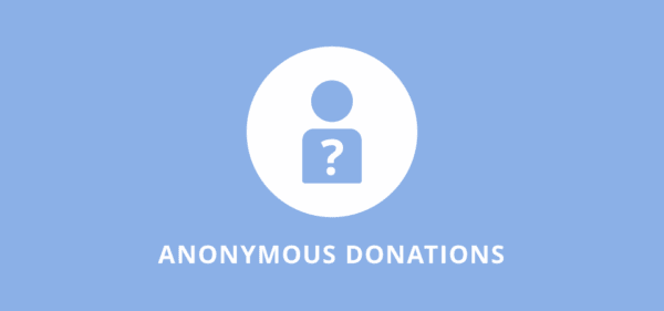 Anonymous donations symbol with a question mark inside a user icon, emphasizing sincerity, recipient dignity, following prophetic example, deed focus, and seeking Allah's reward, with crypto support via ETH.