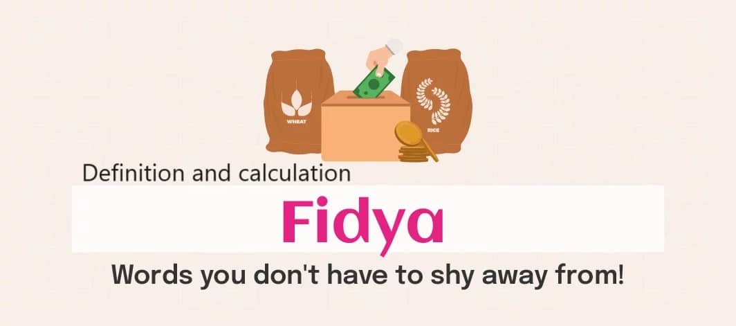 Illustration of a hand putting money into a donation box next to bags of wheat and rice, representing Fidya, with crypto donations facilitated by XRP.
