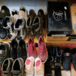 Assortment of new shoes for children, symbolizing crypto-funded educational aid and back-to-school support, sponsored by a generous donor using ETH.