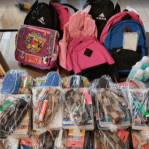 Back to school supplies for 200 orphans in six countries, donated via crypto, including backpacks and stationery, made possible by a generous ETH donor.