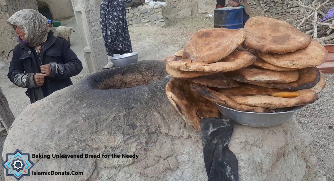 A woman is preparing to bake unleavened bread for the needy, a tradition supported by crypto donations like BTC.