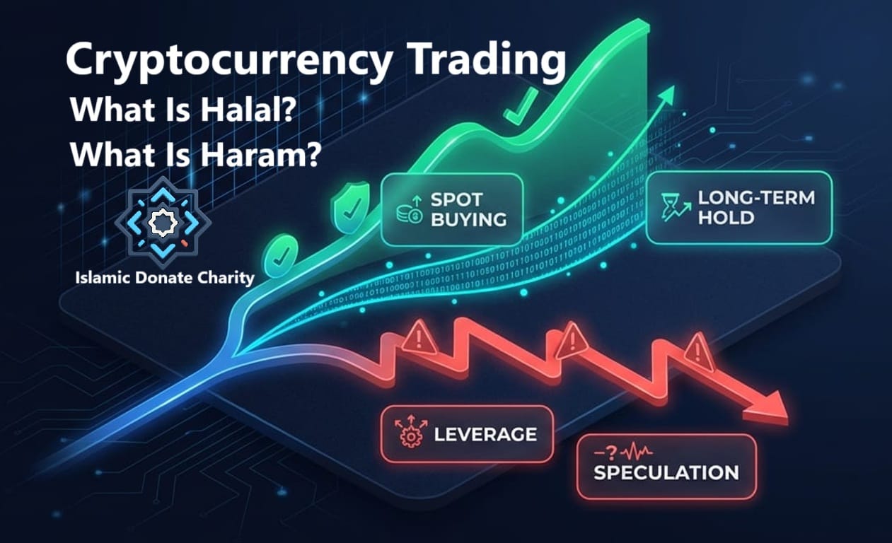 Halal cryptocurrency trading spot buying and long term hold with USDT. Avoid haram leverage and speculation.