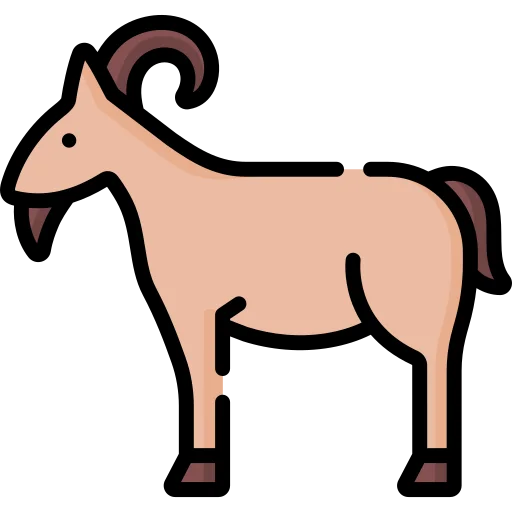 Stylized illustration of a light brown goat with a curved horn and a beard, symbolizing Zakat or Qurbani donations, potentially processed via USDT.