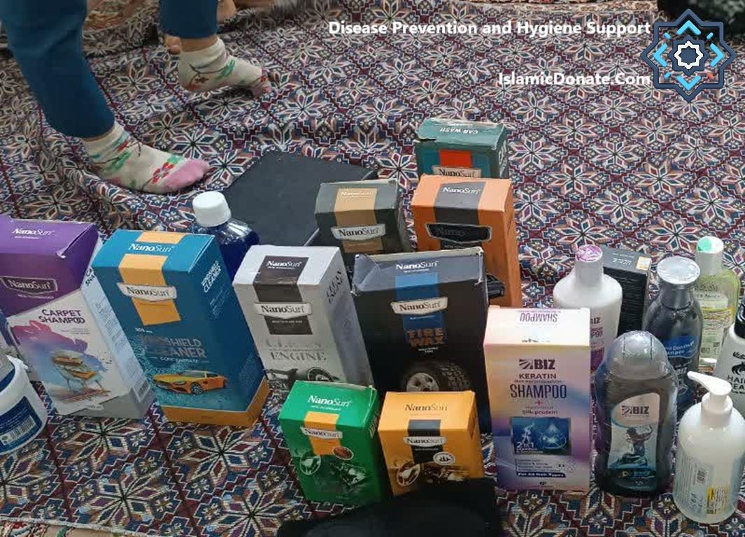 Hygiene support kits for disease prevention in Rafah funded by USDC crypto donations to Islamic Donate Charity.