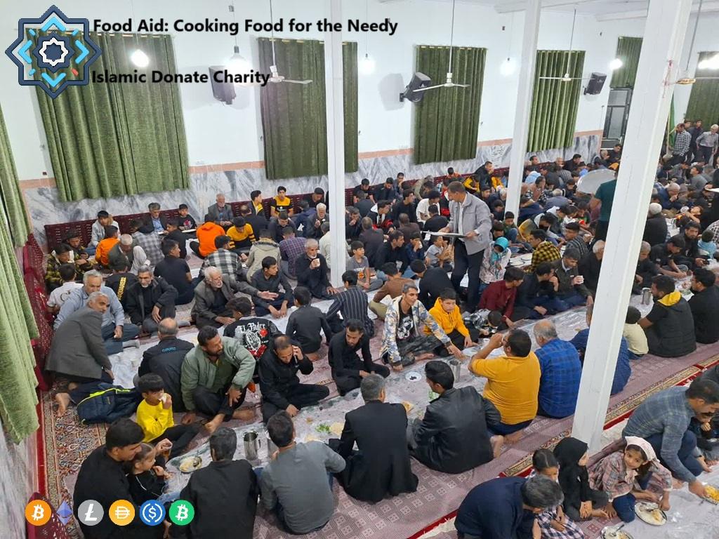 Eid al-Adha Qurbani communal meal for needy families funded by Ripple USD (RLUSD). Food Aid: Cooking Food for the Needy.