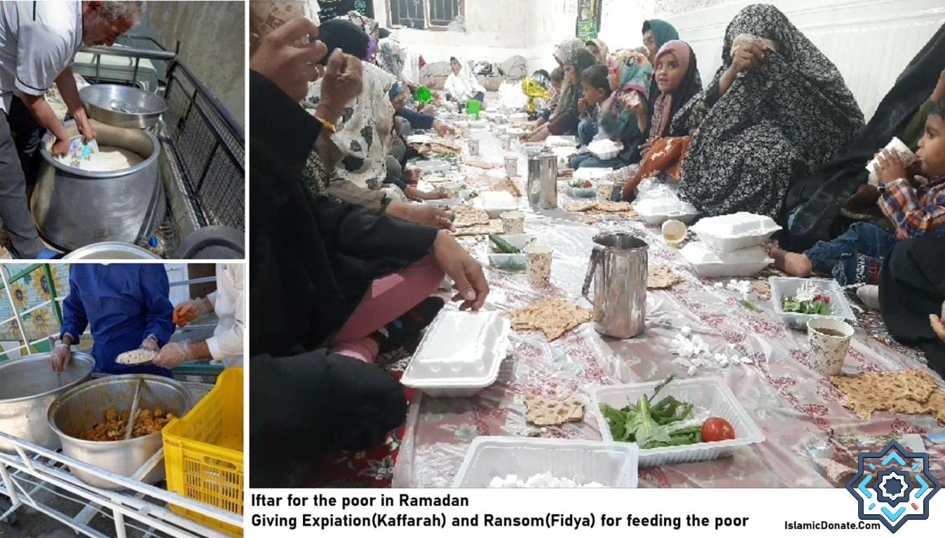 Feeding the poor with Kaffarah and Fidya donations, emphasizing crypto giving like USDS for Ramadan Iftar.