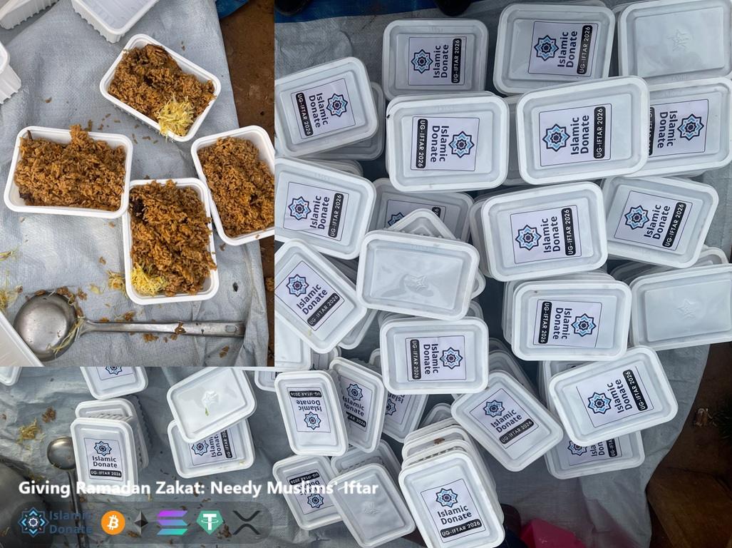 Ramadan Zakat with RLUSD funds hot iftar meals and meal boxes for needy families in refugee camps.