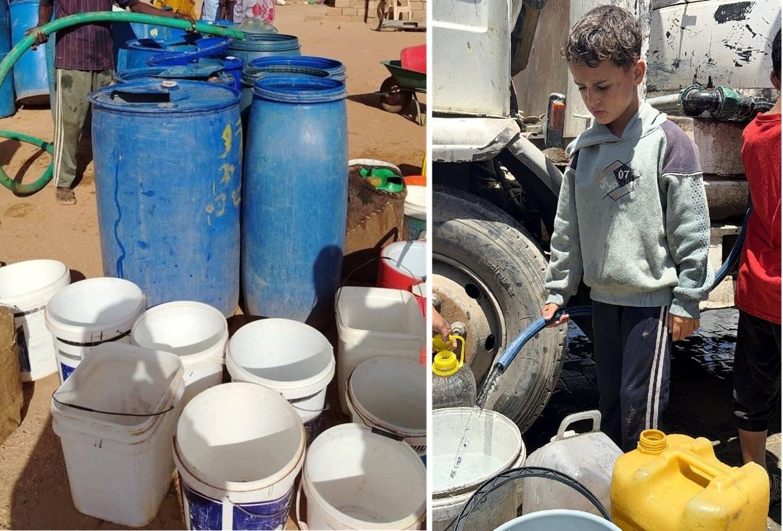Clean water tanks prevention against disease hazards in Gaza heat funded by USDT crypto donations for hygiene.