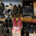 Assortment of new shoes for children, symbolizing crypto-funded educational aid and back-to-school support, sponsored by a generous donor using ETH.