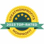 GreatNonprofits 2023 Top-Rated Nonprofit badge. This award signifies a highly-rated charitable organization recognized for its contributions.