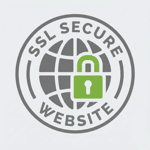 SSL Certificate Islamic Donate Charity. SSL Secure Website badge with a green padlock over a globe icon, indicating a secure online transaction. This signifies safety for crypto donations.