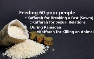 Sack of rice and coins, symbolizing Kaffarah donations for breaking fasts, sexual relations during Ramadan, or killing an animal, via integrated BNB crypto.