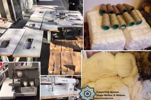 Embroidery and sewing machines and supplies for women's economic empowerment programs, supported by crypto donations with SOL.