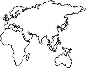 World map outline showing continents of Africa, Europe, Asia, and Australia. Supports global Islamic relief via crypto donations, processed with BTC.