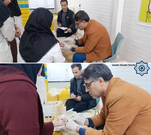 Medical professional performs a blood test using crypto donation support. Serving general healthcare, children, elderly, and women in need with ETH.