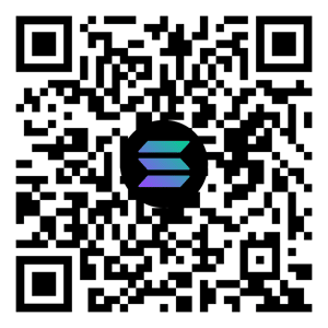 A QR code with the Solana logo at its center, used for anonymous crypto donations to Islamic relief.