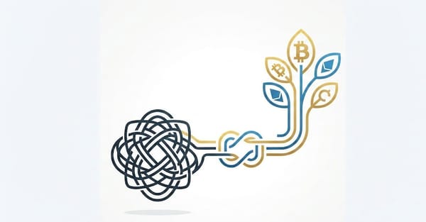 Discharging mazalim obligation with crypto donation. Coins represented by Bitcoin, Ethereum, and Litecoin logos grow from a knot symbolizing the removal of spiritual debt. Donation via LTC.