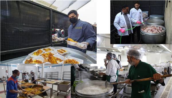 Staff preparing and serving hot meals, a key part of delivering aid with crypto donations like USDT. Shows kitchen hygiene and culinary training in action.