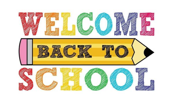 A colorful graphic with the words Welcome Back to School, set against a yellow pencil. Crypto donations, such as SOL, support orphan education goals.