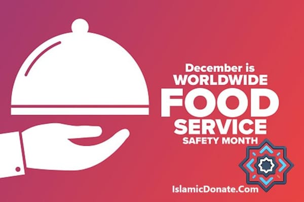Hand serving a covered dish, celebrating December as Worldwide Food Service Safety Month, supported by crypto donations like ETH.