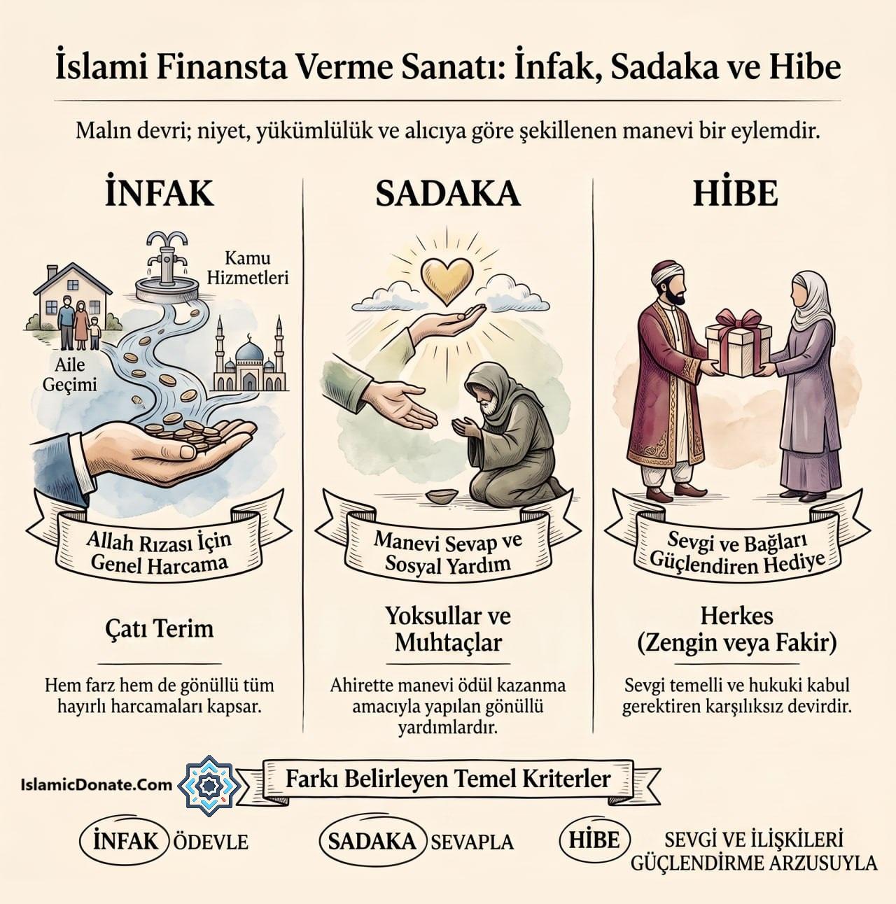 İnfak Sadaka ve Hibe arasındaki farklar tablosu bağışı yaparak Allah rızası ve sevap kazanın.